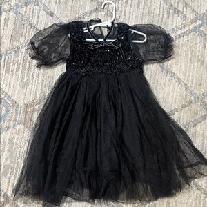 Chic Black Sequin Tulle Dress
